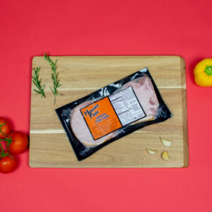 Smoked Pork Chops in package on cutting board