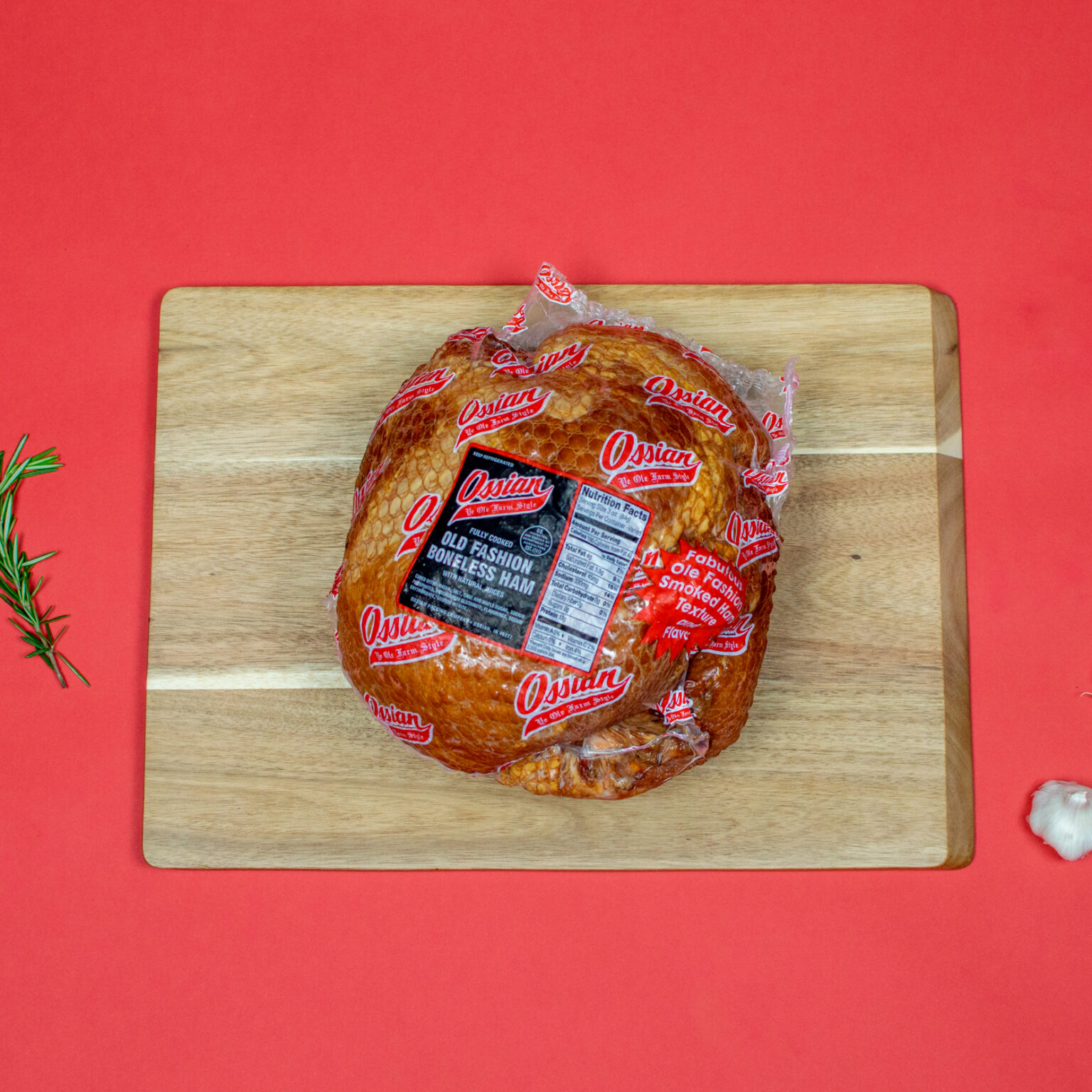 Old Fashioned Boneless Smoked Ham Average 12 LBS Ossian Smoked Meats